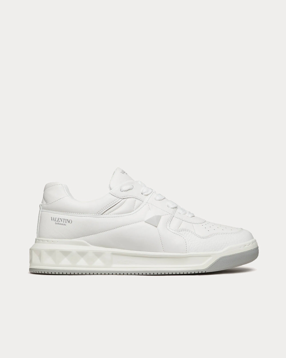 Valentino One Stud Calfskin White Low Top Sneakers Sneak in Peace