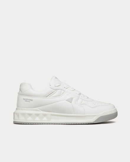 Valentino One Stud Calfskin White Low Top Sneakers - 1