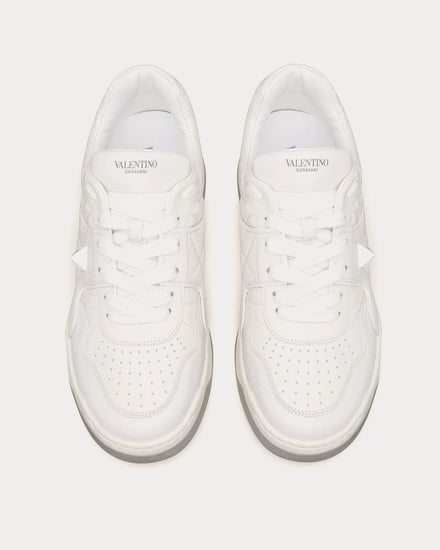 Valentino One Stud Calfskin White Low Top Sneakers - 3