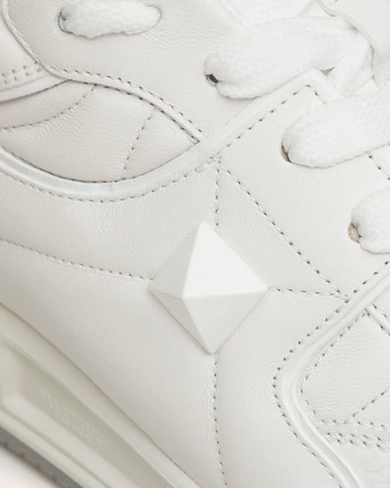 Valentino One Stud Calfskin White Low Top Sneakers - 4
