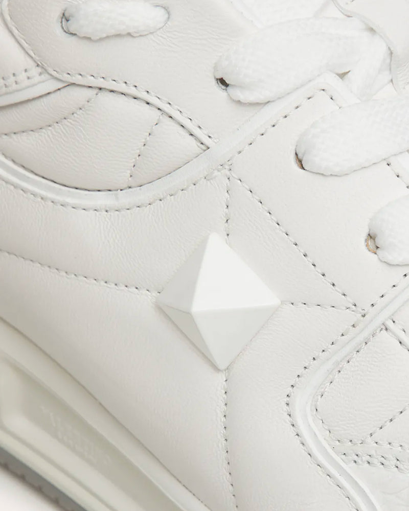 Valentino One Stud Calfskin White Low Top Sneakers - 4
