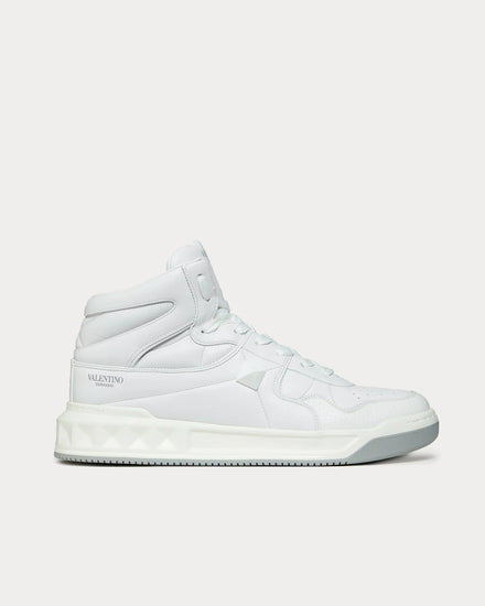 Valentino One Stud Calfskin White High Top Sneakers - 1