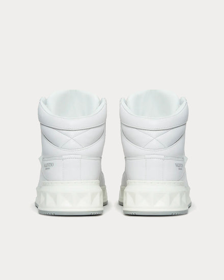 Valentino One Stud Calfskin White High Top Sneakers - 3