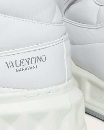 Valentino One Stud Calfskin White High Top Sneakers - 4