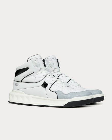 Valentino One Stud Calfskin White / Black High Top Sneakers - 2