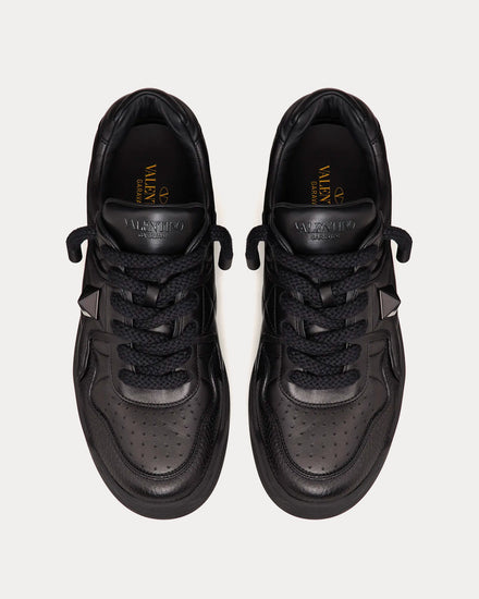 Valentino One Stud Nappa Leather Black Low Top Sneakers - 2