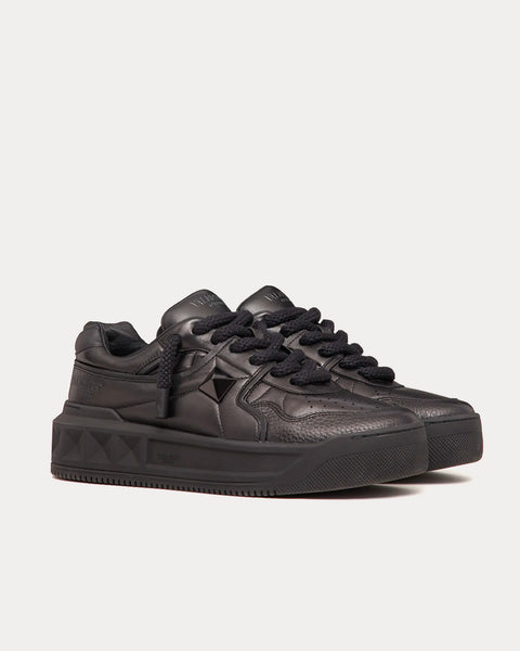 One Stud Nappa Leather Black Low Top Sneakers
