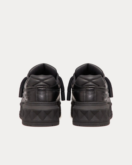 Valentino One Stud Nappa Leather Black Low Top Sneakers - 4