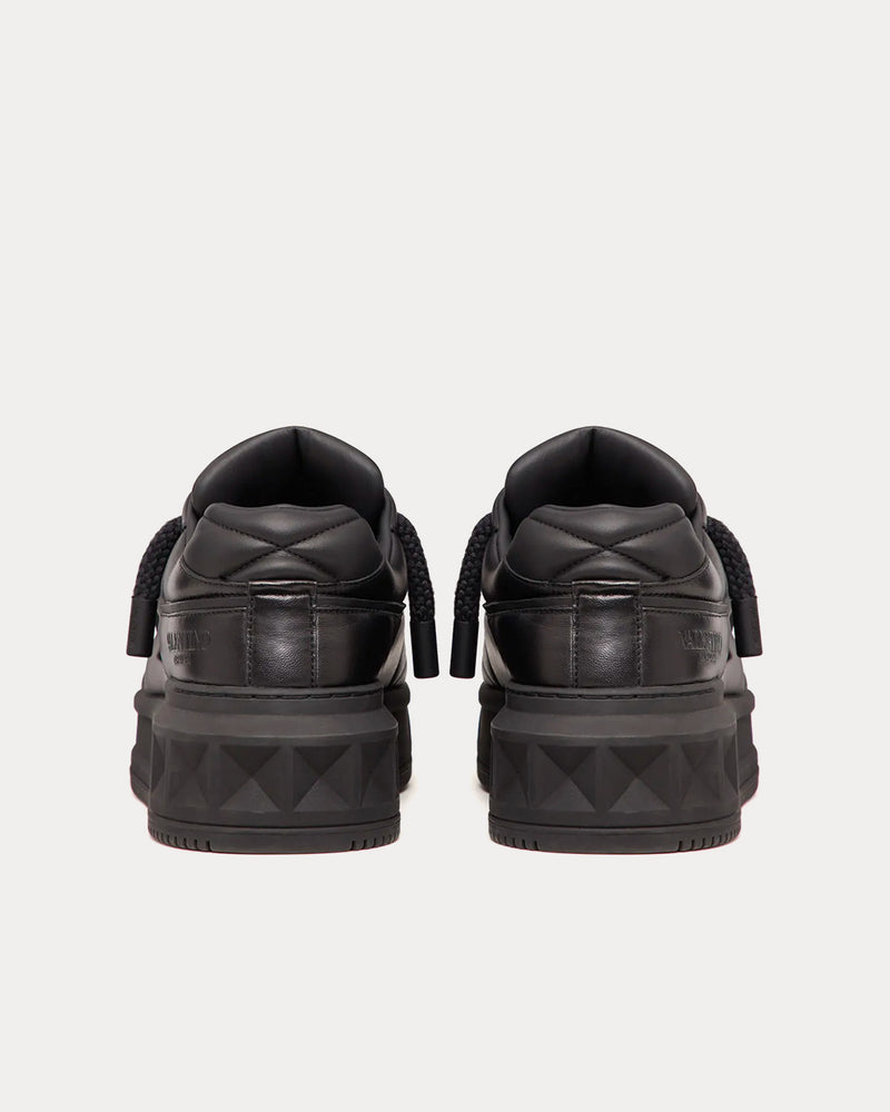 Valentino One Stud Nappa Leather Black Low Top Sneakers - 4