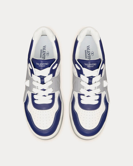 Valentino One Stud Nappa Leather White / Pastel Grey / Blue Low Top Sneakers - 2