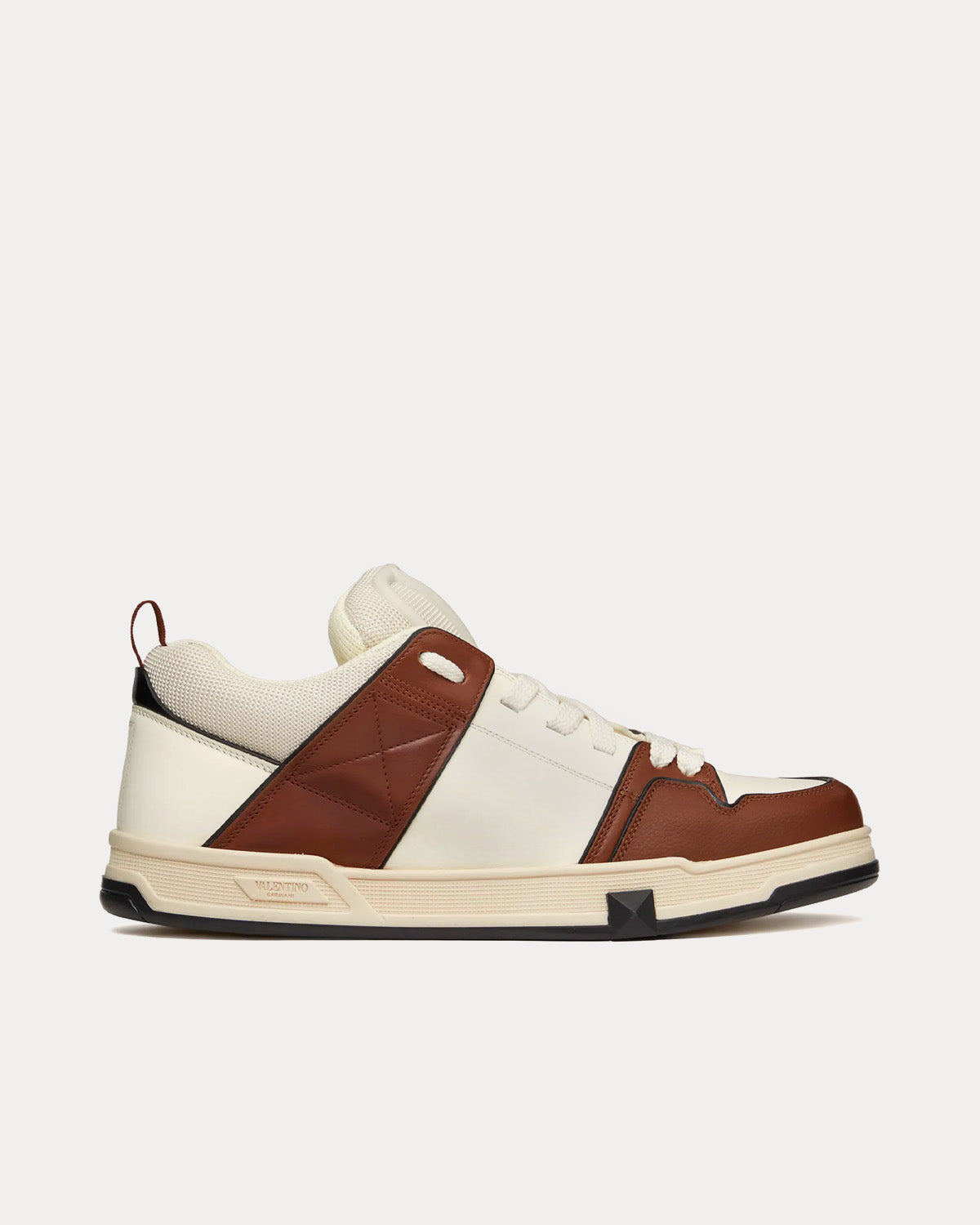 Valentino Men's Open Skate Calfskin & Fabric Ivory / Chocolate