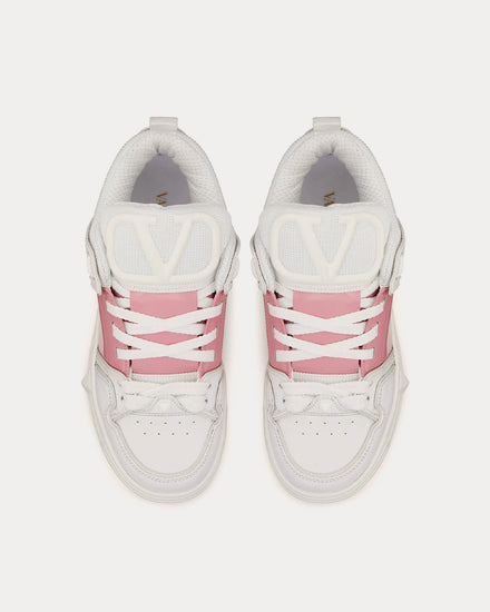 Valentino Open Skate Calfskin with Patent Leather Band White / Coral Low Top Sneakers - 2