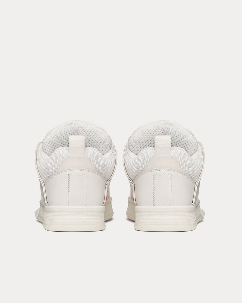 Valentino Open Skate Calfskin with Patent Leather Band White / Coral Low Top Sneakers - 4