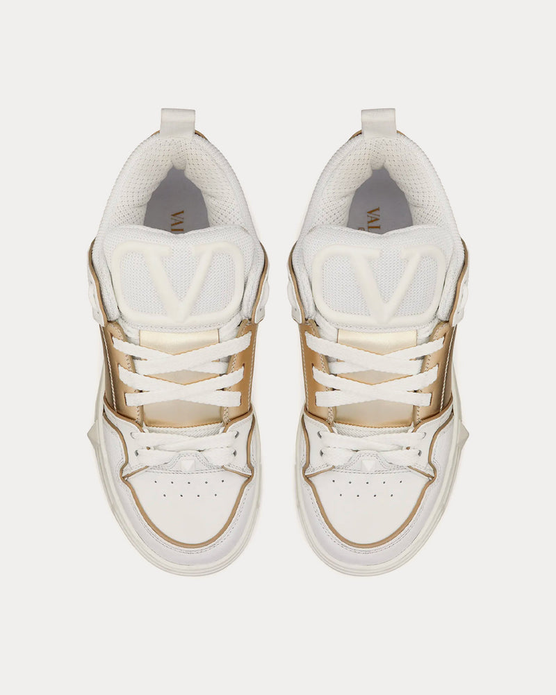 Valentino Open Skate Calfskin with Metallic Band White / Platinum Low Top Sneakers - 2