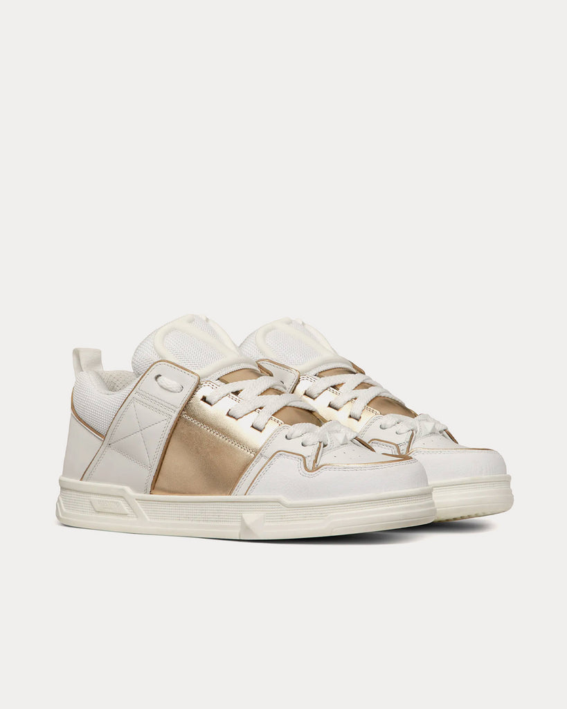 Valentino Open Skate Calfskin with Metallic Band White Platinum