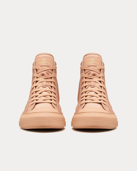 Valentino Totaloop Nylon / Leather Beige High Top Sneakers - 2