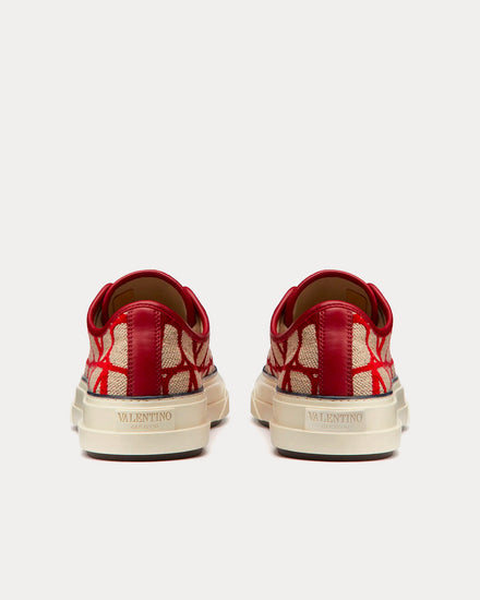 Valentino Toile Iconographe Totaloop Beige / Red Low Top Sneakers - 4