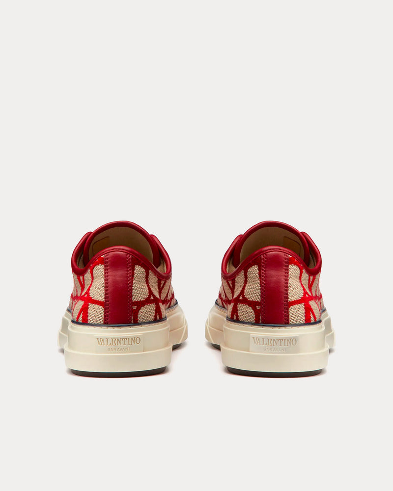 Valentino Toile Iconographe Totaloop Beige / Red Low Top Sneakers - 4
