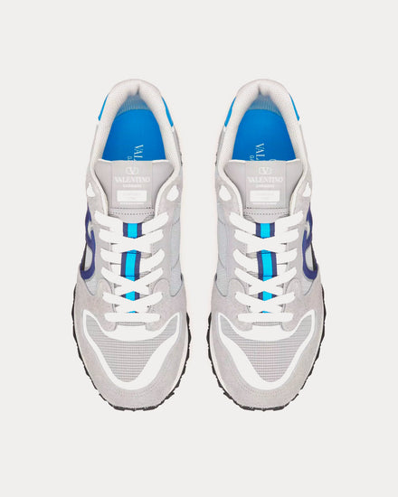Valentino VLogo Pace Split Leather, Fabric & Calfskin Grey / Blue Low Top Sneakers - 2