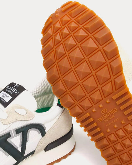 Valentino VLogo Pace Split Leather, Fabric & Calfskin White / Green Low Top Sneakers - 5