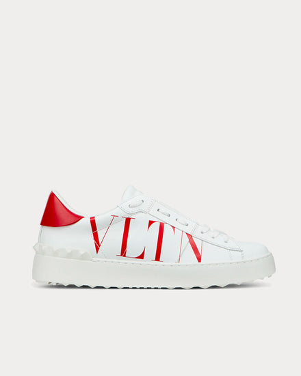 Valentino VLTN Open Sneaker in Calfskin Leather White / Pure Red  Low Top Sneakers - 1