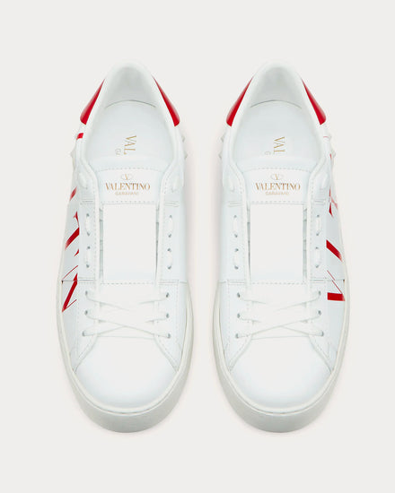 Valentino VLTN Open Sneaker in Calfskin Leather White / Pure Red  Low Top Sneakers - 3