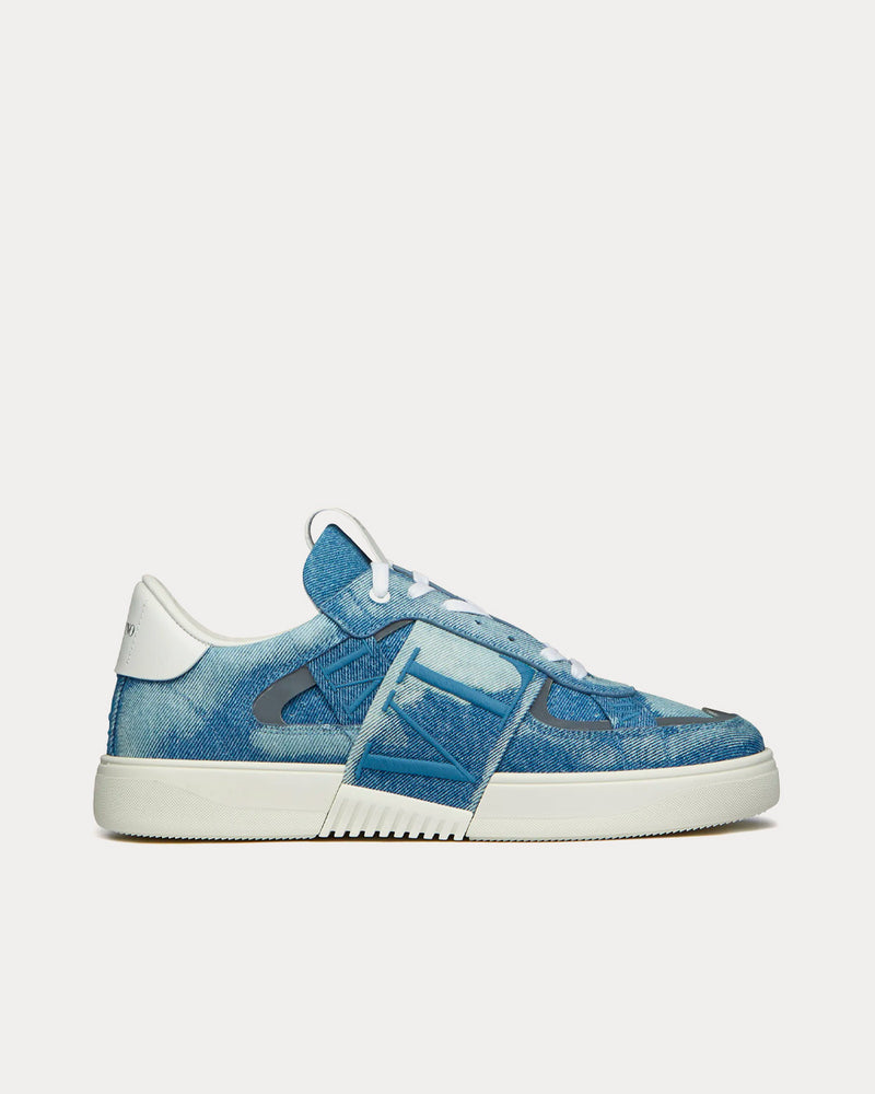 Valentino VL7N Denim Light Blue / White Low Top Sneakers - 1
