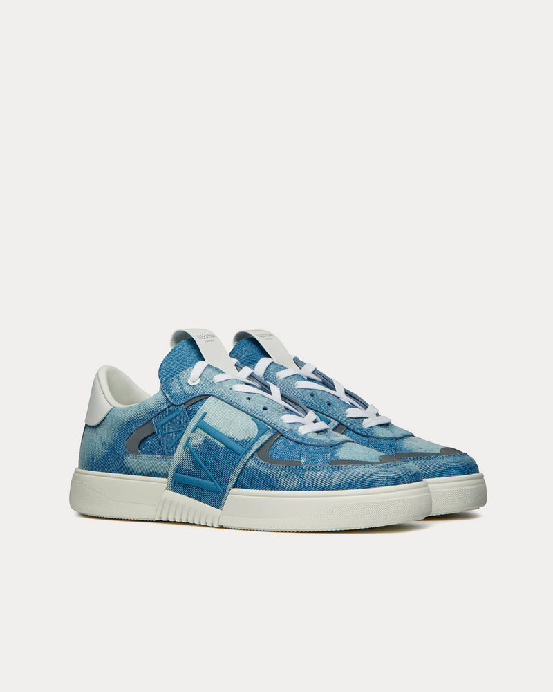 Valentino VL7N Denim Light Blue / White Low Top Sneakers - 3