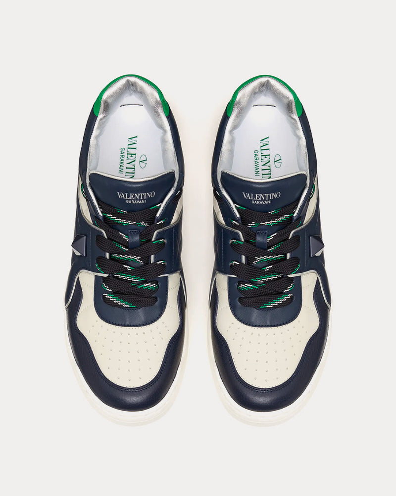 Valentino One Stud Marine / White Low Top Sneakers - 2
