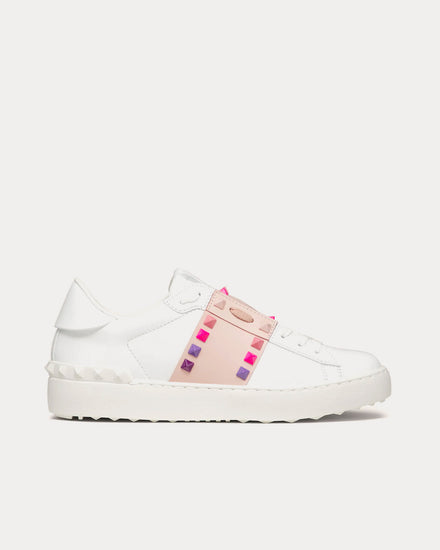 Valentino Rockstud Untitled Calfskin White / Rose Quartz Low Top Sneakers - 1