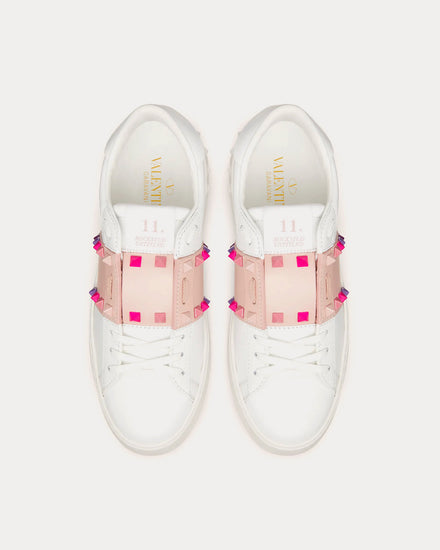 Valentino Rockstud Untitled Calfskin White / Rose Quartz Low Top Sneakers - 2