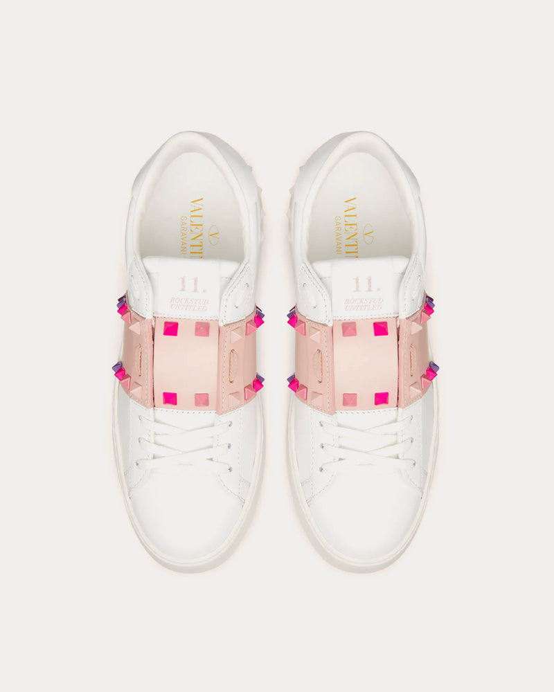 Valentino Rockstud Untitled Calfskin White / Rose Quartz Low Top Sneakers - 2