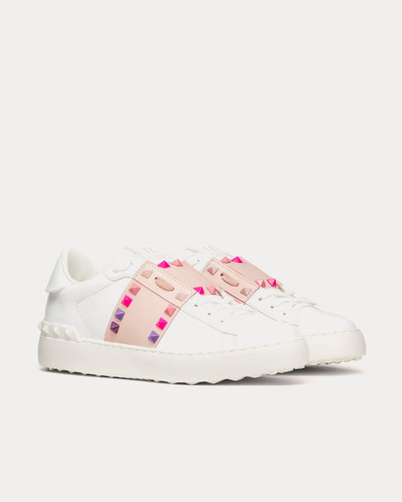 Valentino Rockstud Untitled Calfskin White / Rose Quartz Low Top Sneakers - 3