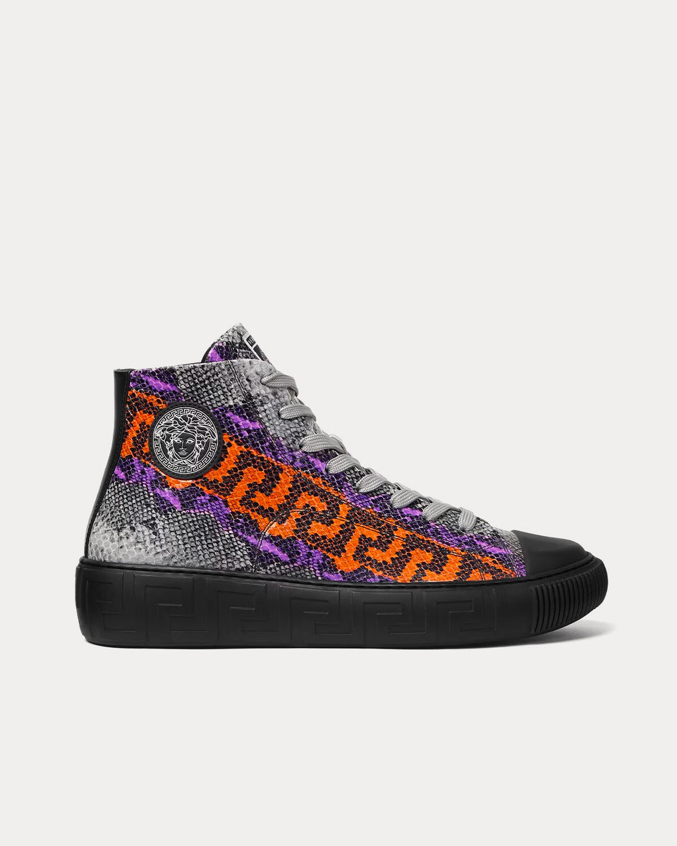 Versace Greca Python Greca Print High Top Sneakers - Sneak in Peace