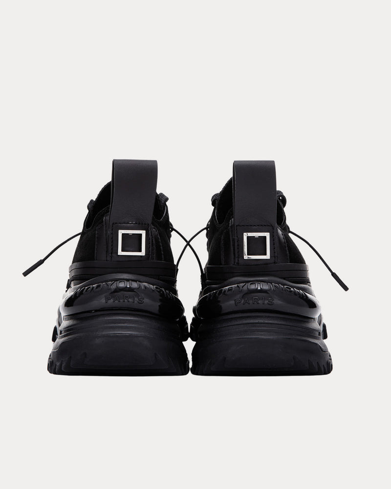 Wooyoungmi Double Lace Suede Black Low Top Sneakers - 3