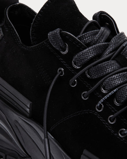 Wooyoungmi Double Lace Suede Black Low Top Sneakers - 4