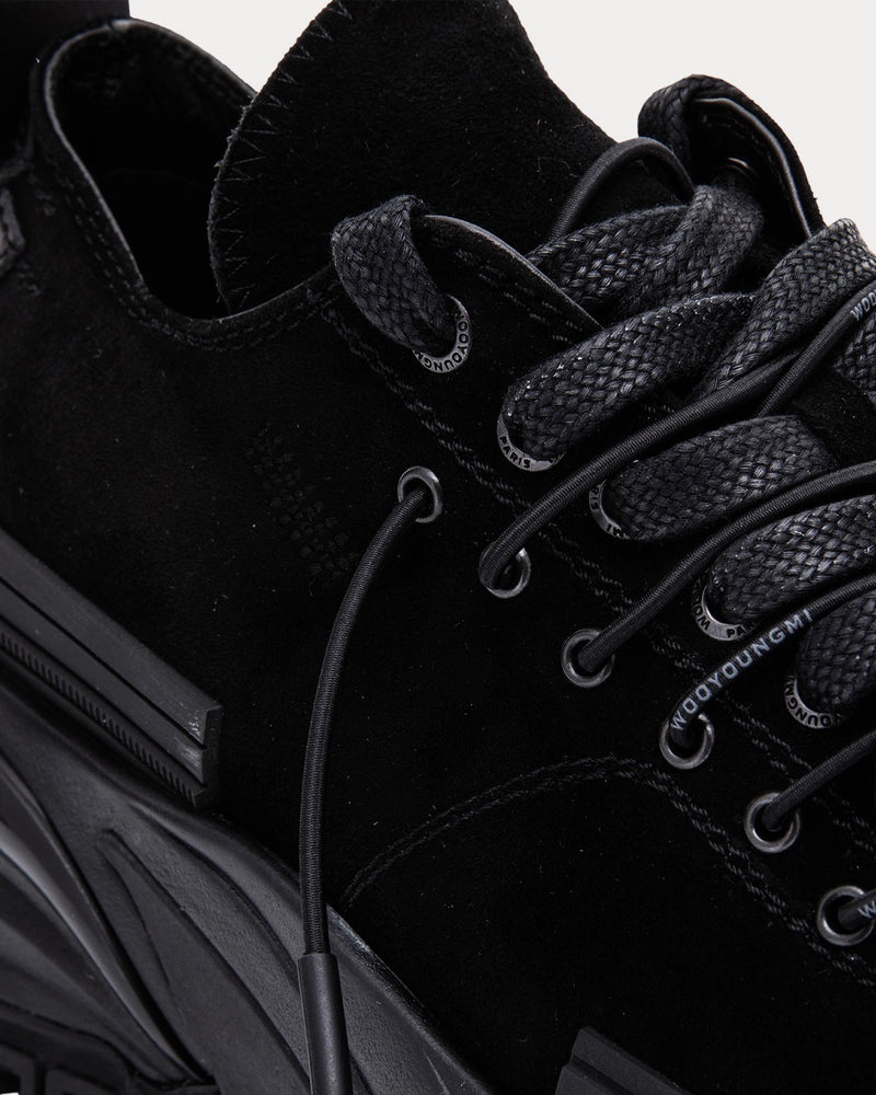 Wooyoungmi Double Lace Suede Black Low Top Sneakers - 4