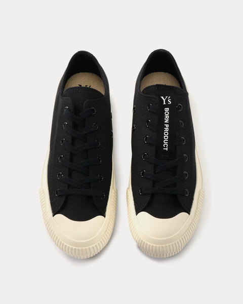 Y's Classic Cotton Canvas Black Low Top Sneakers