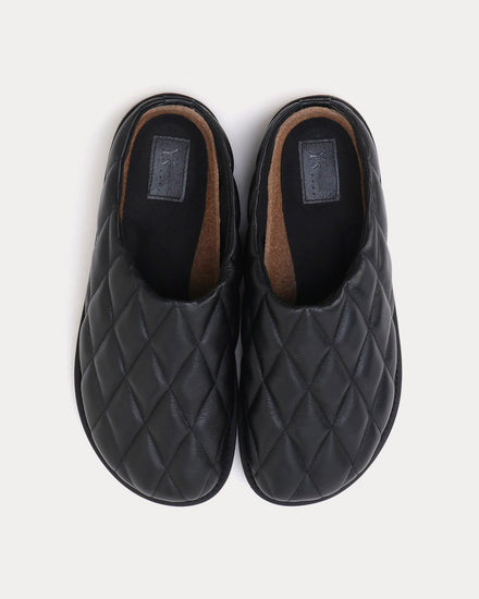 Yohji Yamamoto Y's Cow Leather Quilting Black Slip Ons - 2