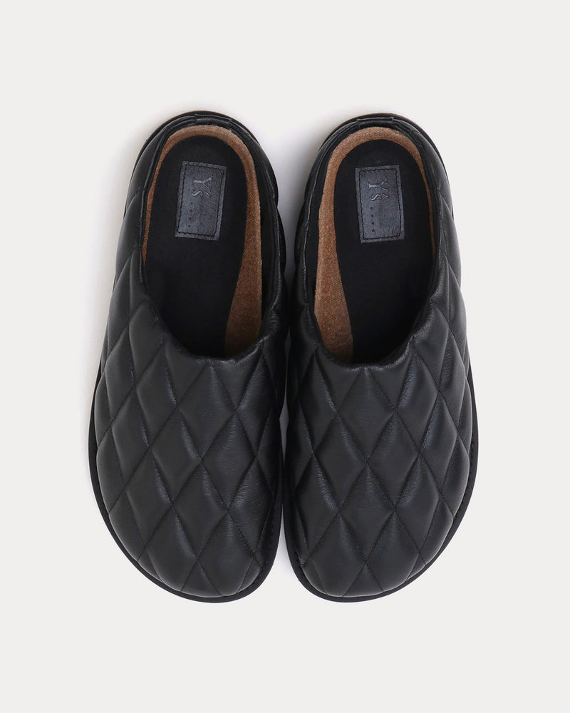 Yohji Yamamoto Y's Cow Leather Quilting Black Slip Ons - 2