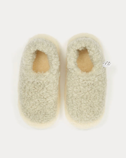 Yoko Wool Siberian Wool Light Grey Slip Ons - 2