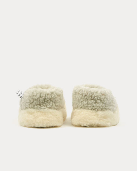 Yoko Wool Siberian Wool Light Grey Slip Ons - 4