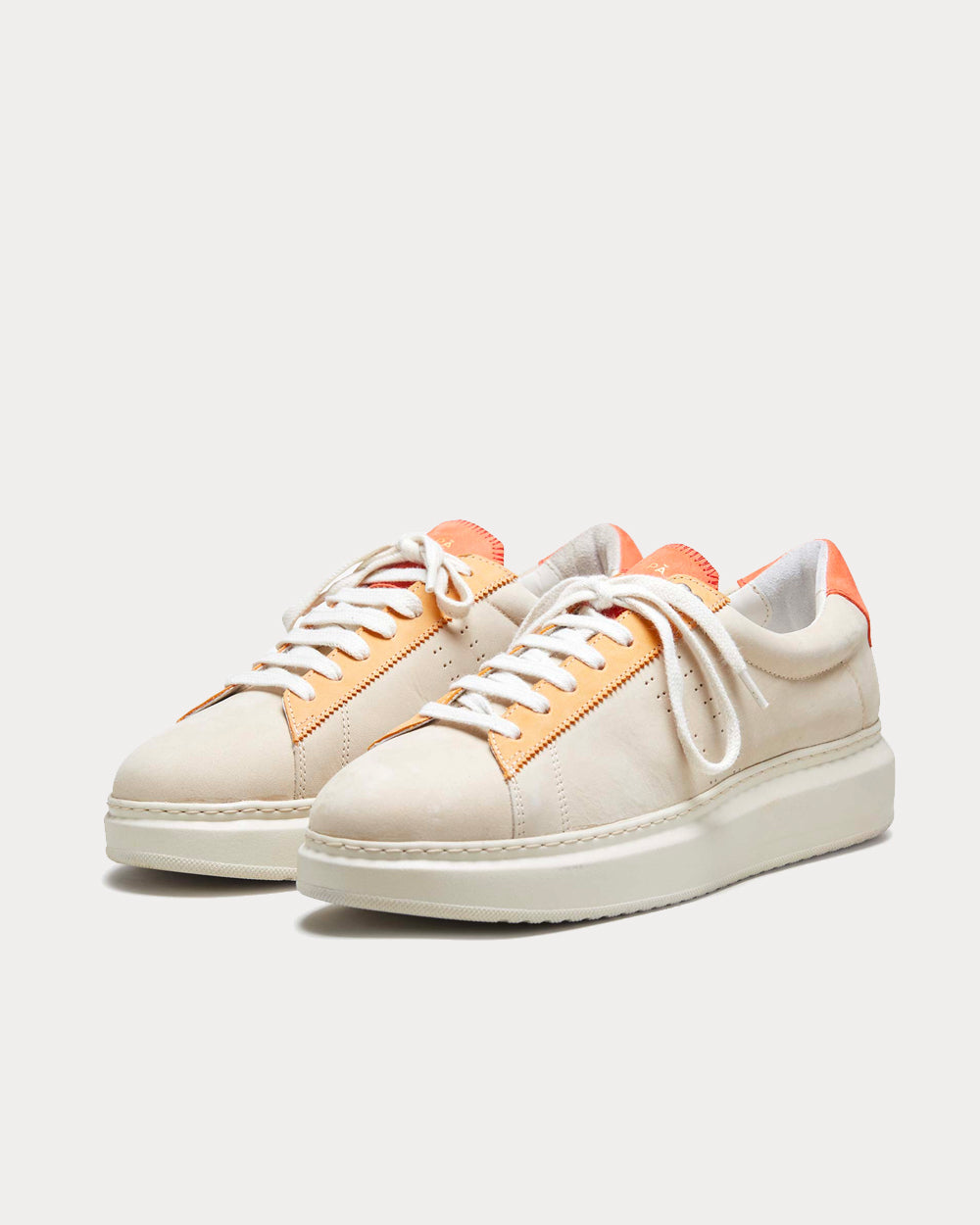 Zespa - ZSP4VH Nubuck Craie / Corail / Orange Low Top Sneakers